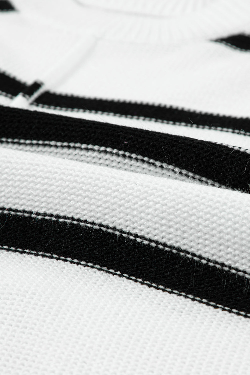 White Striped Batwing Sleeve Sweater Tee