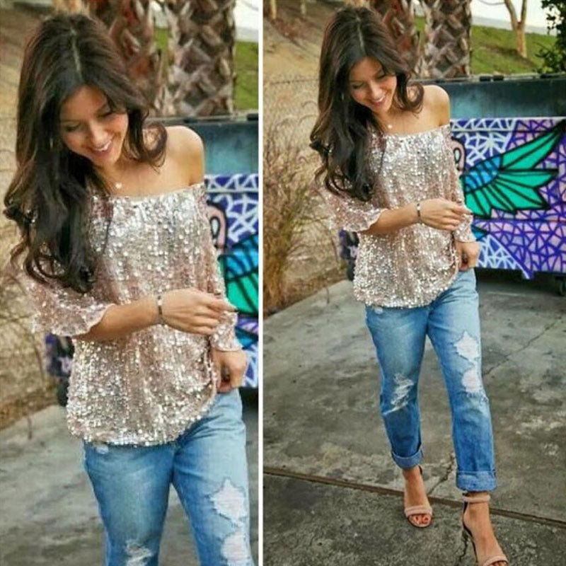 Sequin Glitter Blouses Ins
