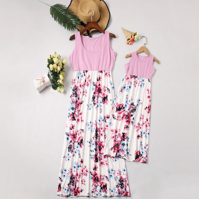 ebay mother and daughter stitching dress long skirt