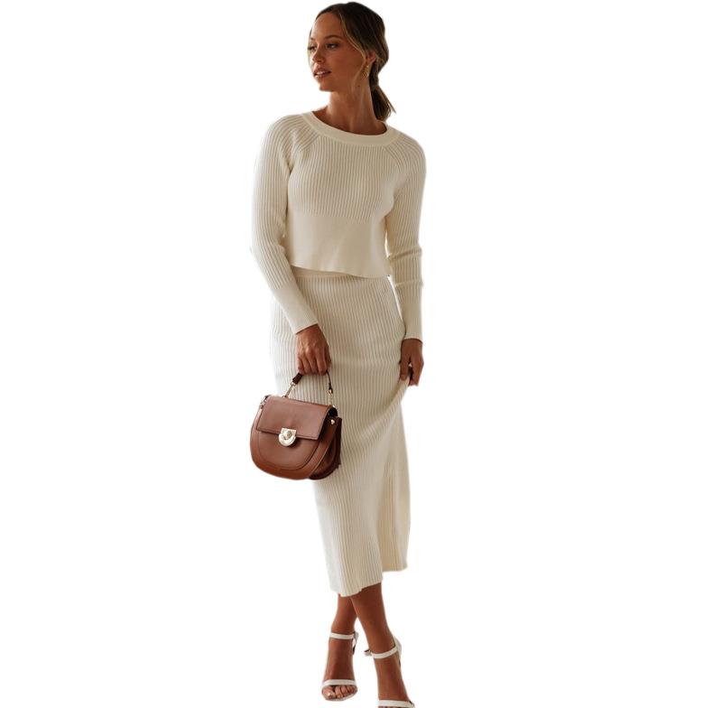Knitting Matte Color Two Pieces Set