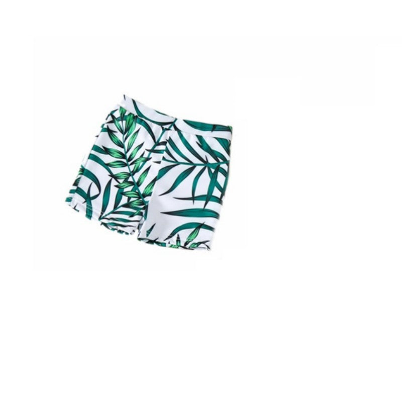 Green V-neck Swimsuit For Mother And Daughter