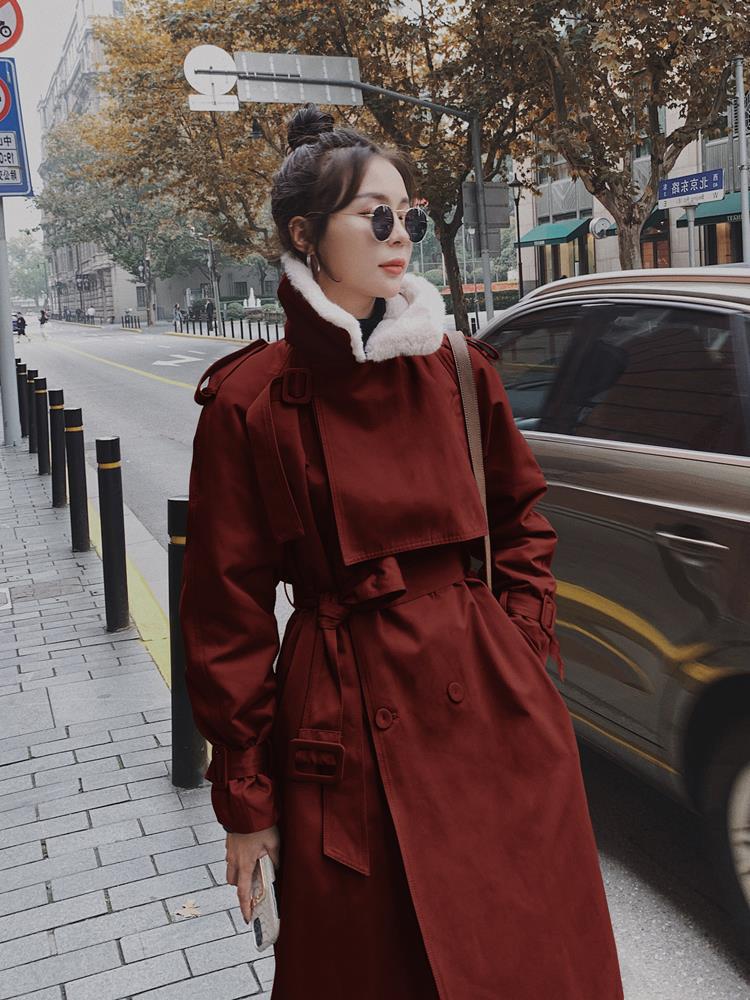 Winter Plus Velvet Thick Coat Mid-length Cotton-padded Jacket with pockets