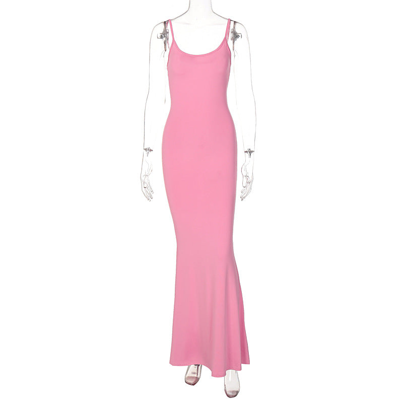 Women Spaghetti Strap Dress Extra Long Daily & Party