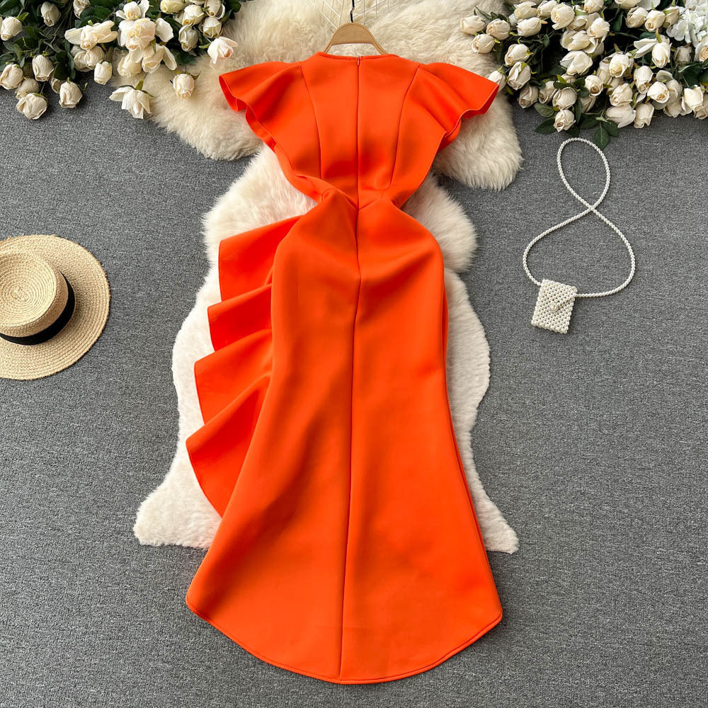 Irregular Waist Up Large Swing Dress Skirt
