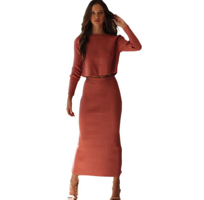 Knitting Matte Color Two Pieces Set