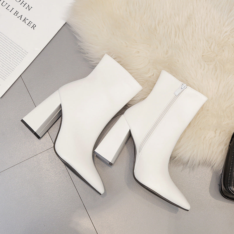 White Martin boots medium heels