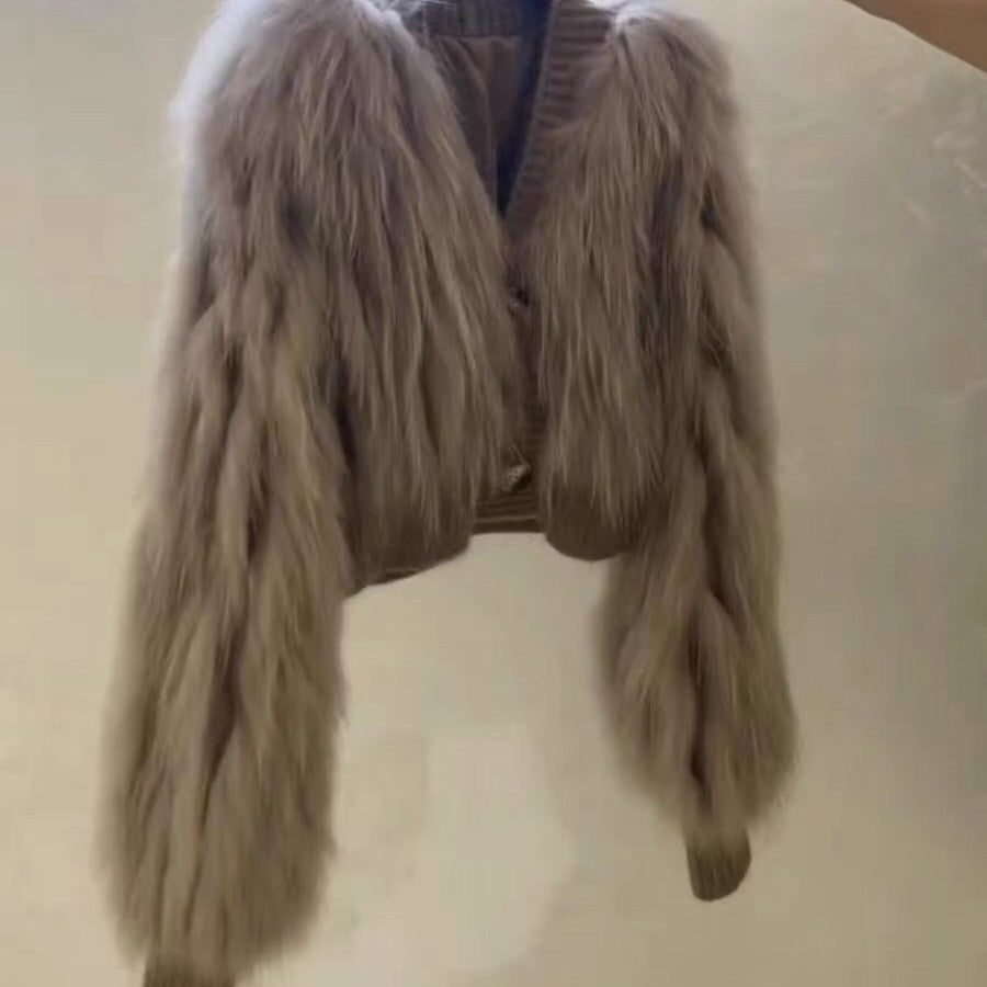 Hollywood Faux Fur Tassel V-neck Coat