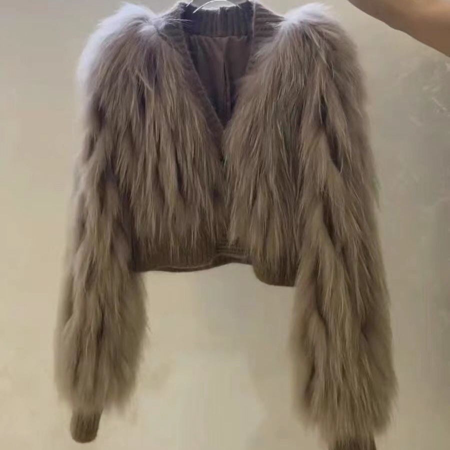 Hollywood Faux Fur Tassel V-neck Coat