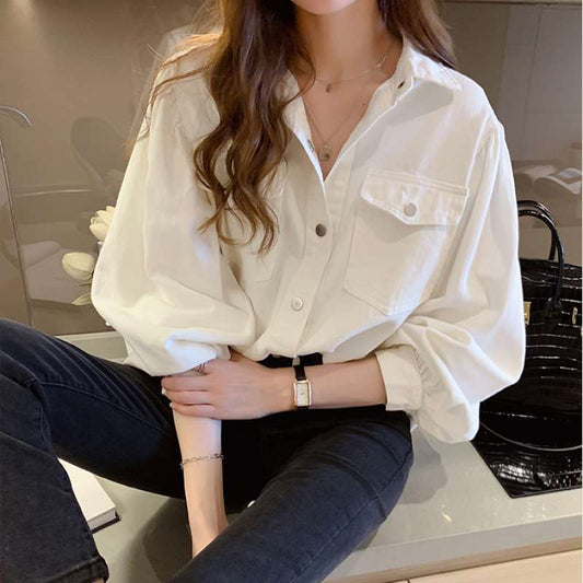 Pockets Long Sleeve Blouse