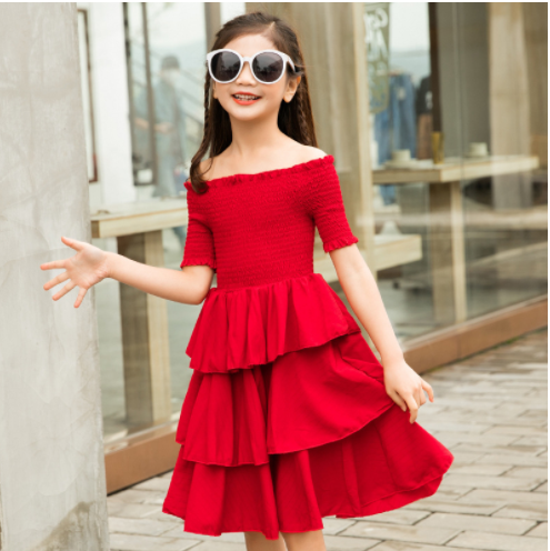 Mother- daughter Summer Red Dress