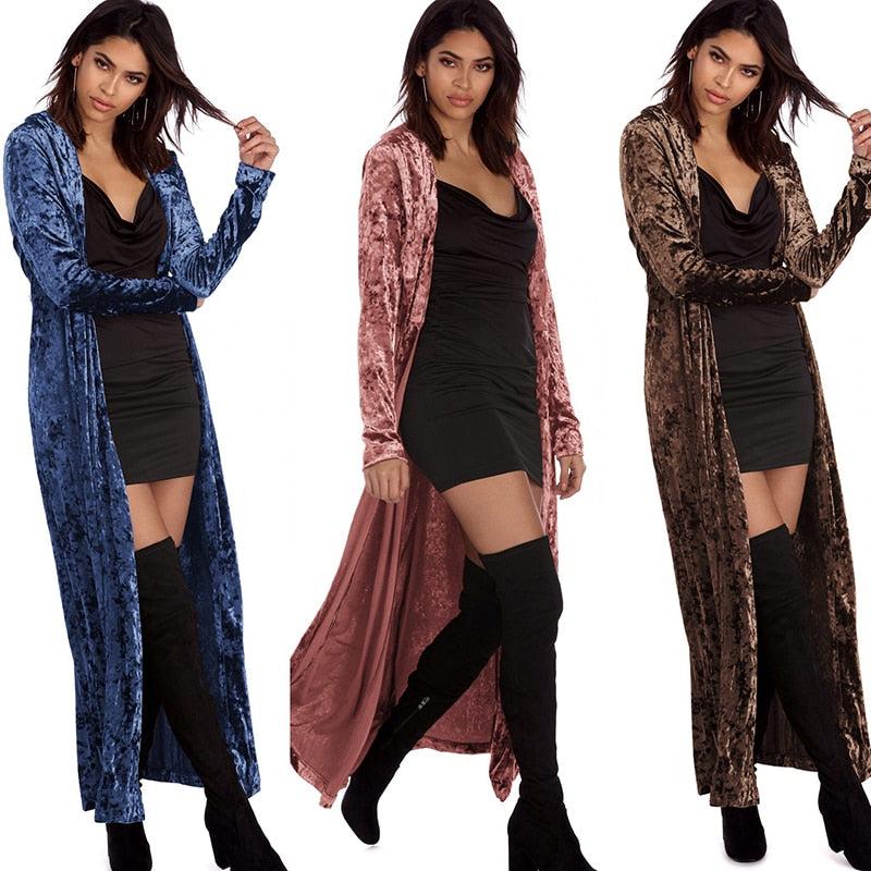 Long Velvet Cardigan