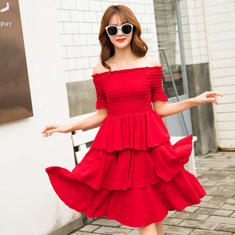 Mother- daughter Summer Red Dress