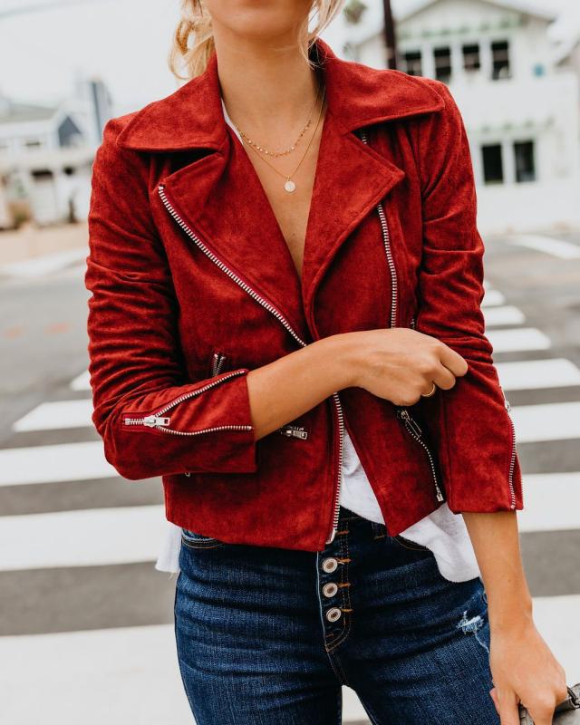 Zipper Suade short blazer
