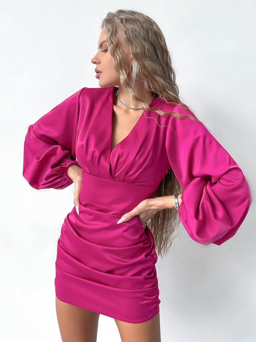 Slim-fit Satin A- Line One Piece