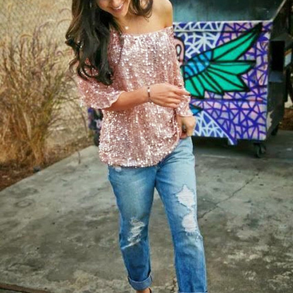 Sequin Glitter Blouses Ins