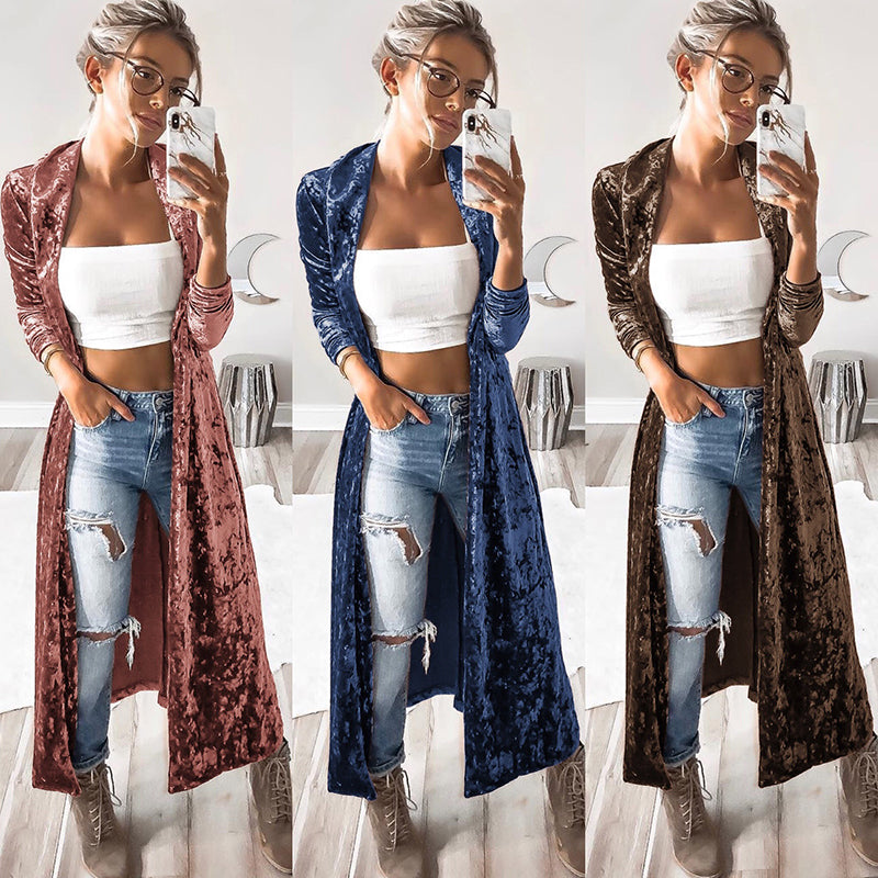 Long Velvet Cardigan