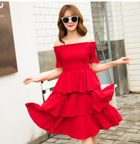 Mother- daughter Summer Red Dress