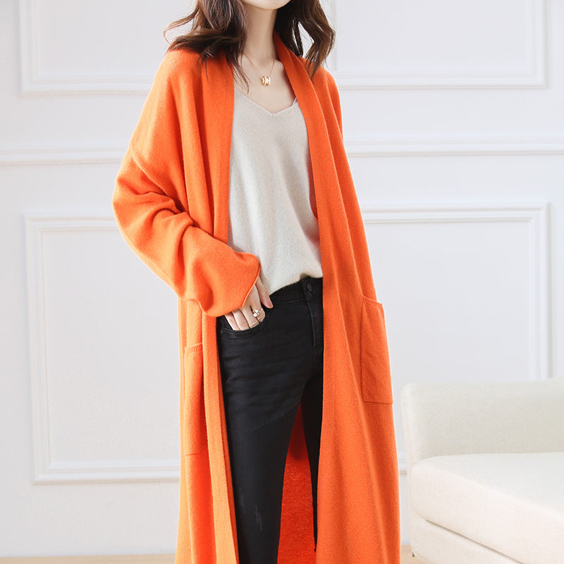 Super Long Cashmere Cardigan Women Multiple Color and Sizes available