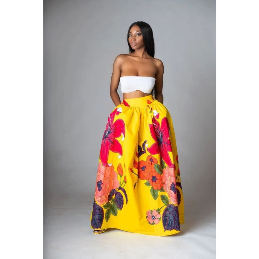 Full Bloom Maxi Skirt Yellow