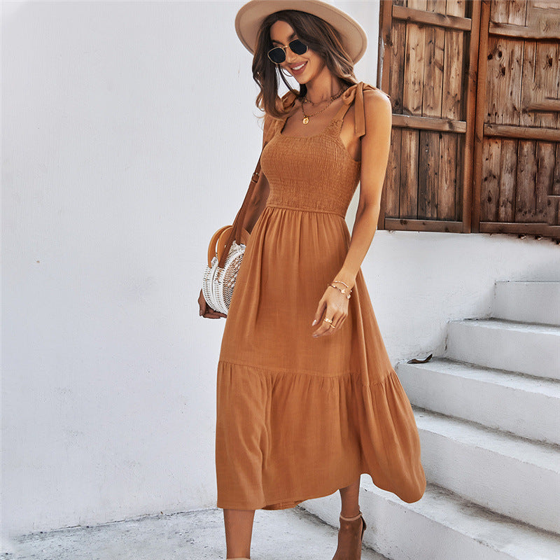 Women Summer Strap Cotton Dress
