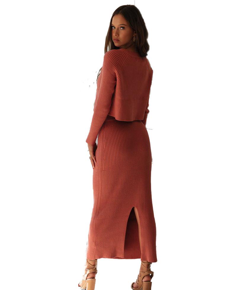 Knitting Matte Color Two Pieces Set