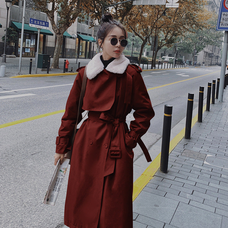 Winter Plus Velvet Thick Coat Mid-length Cotton-padded Jacket with pockets