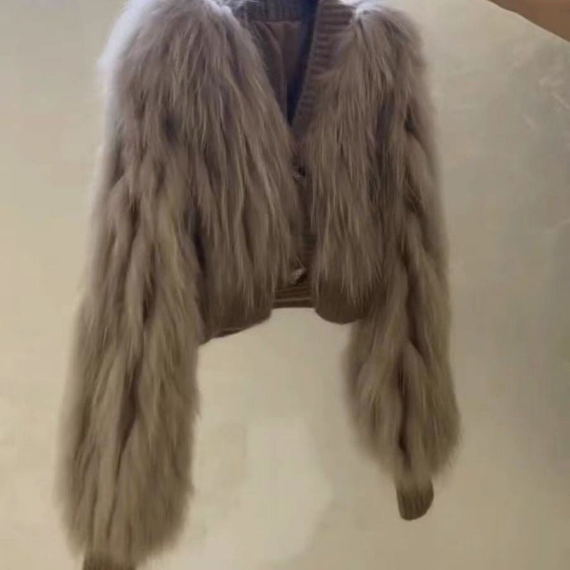 Hollywood Faux Fur Tassel V-neck Coat