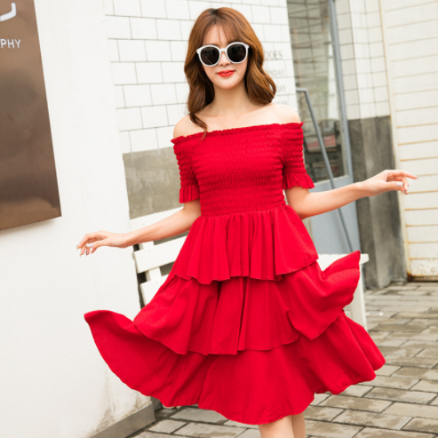 Mother- daughter Summer Red Dress