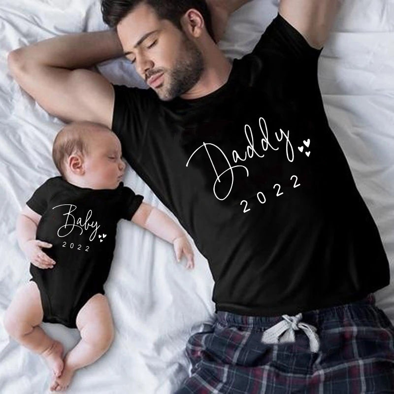 Funny Baby Daddy Family Matching Clothing Simple Pregna