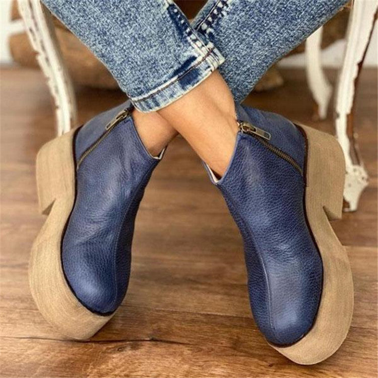 Low Round Toe Platform Women Martin Boots