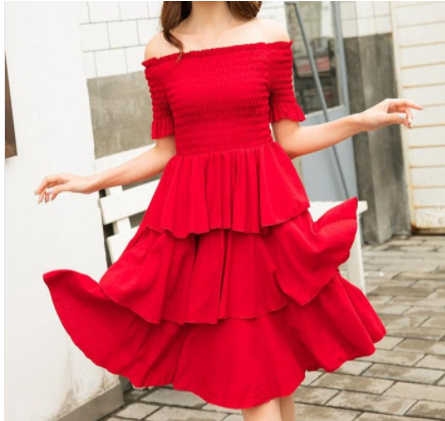 Mother- daughter Summer Red Dress