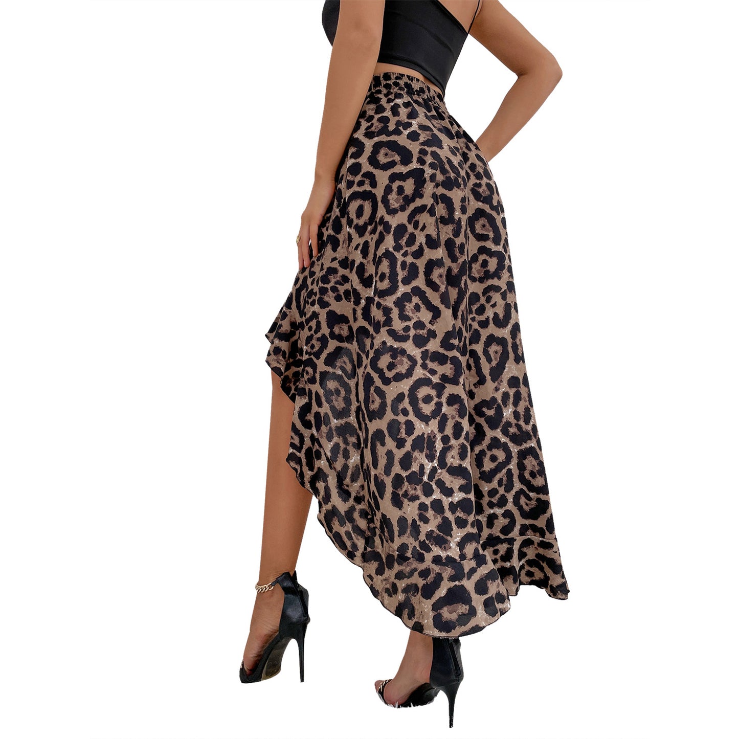 Leopard Print Satin Skirt