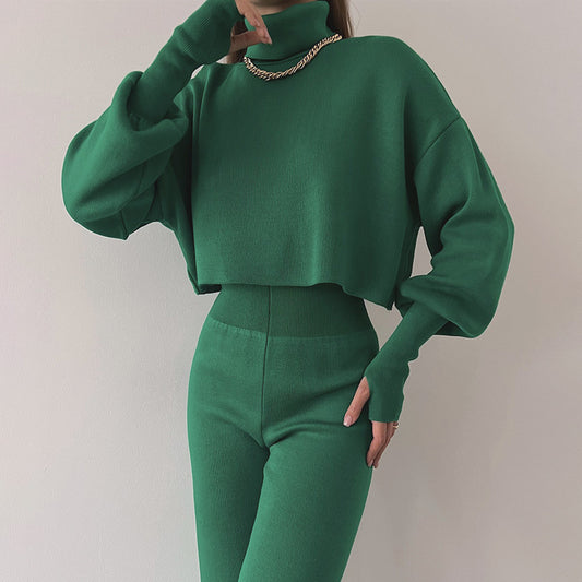 Turtleneck Loose Knitted Loungewear Set