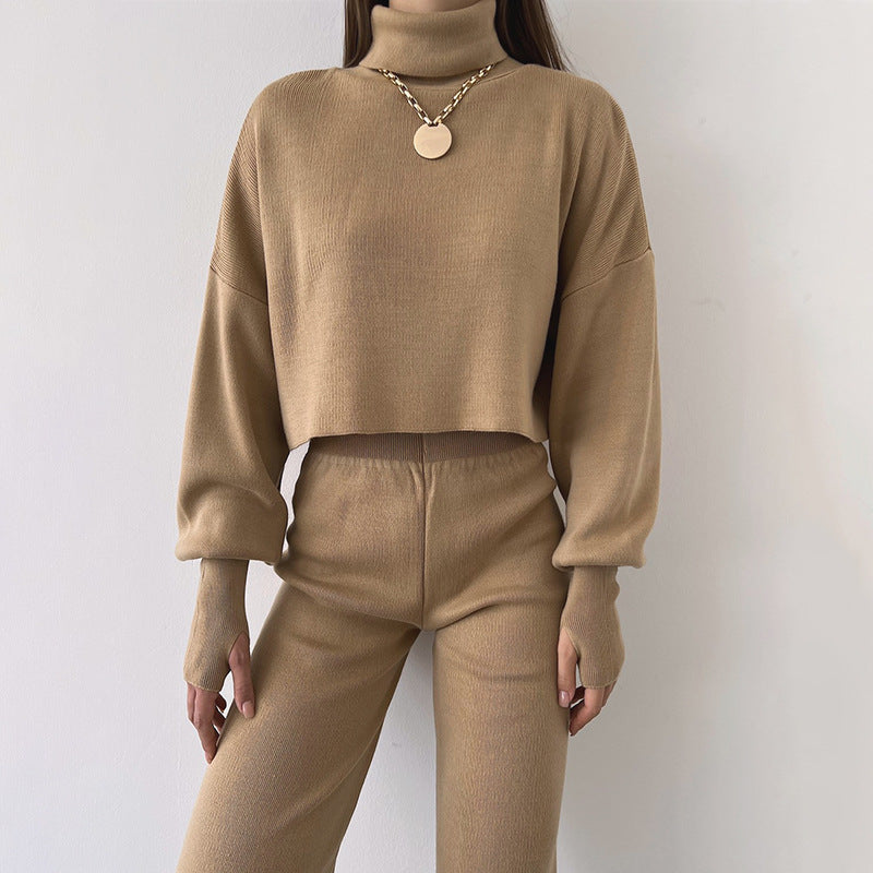 Turtleneck Loose Knitted Loungewear Set