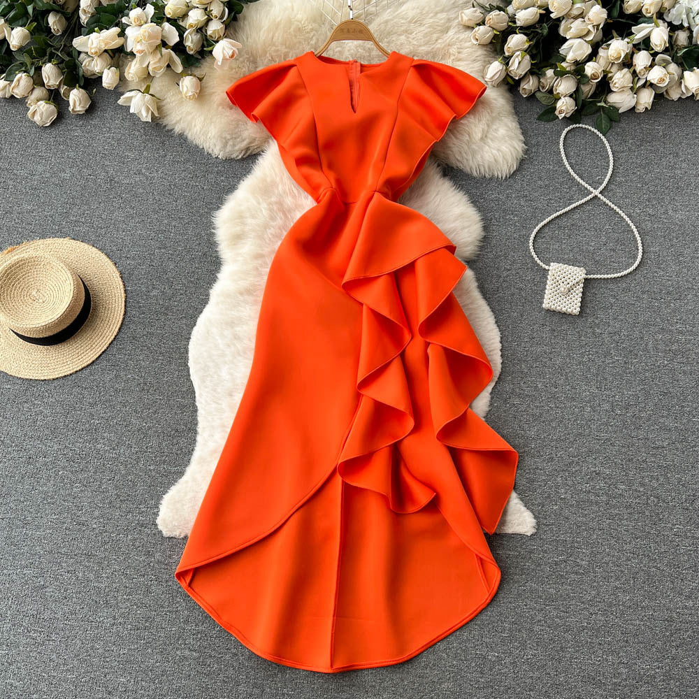 Irregular Waist Up Large Swing Dress Skirt