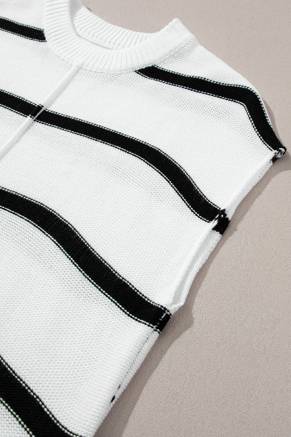 White Striped Batwing Sleeve Sweater Tee