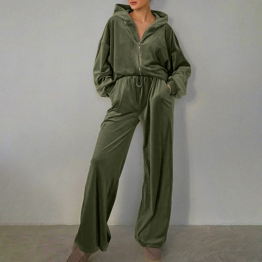 Velvet Hooded Sweater Set