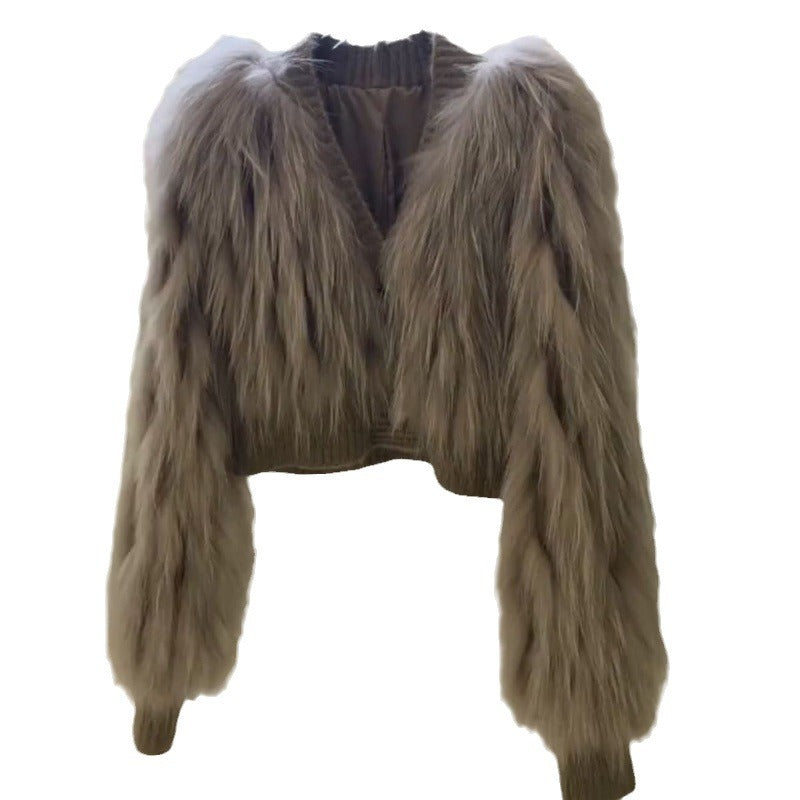 Hollywood Faux Fur Tassel V-neck Coat