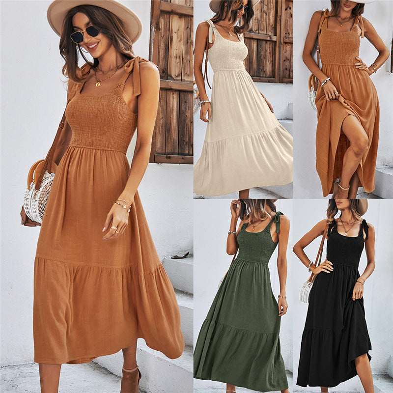 Women Summer Strap Cotton Dress