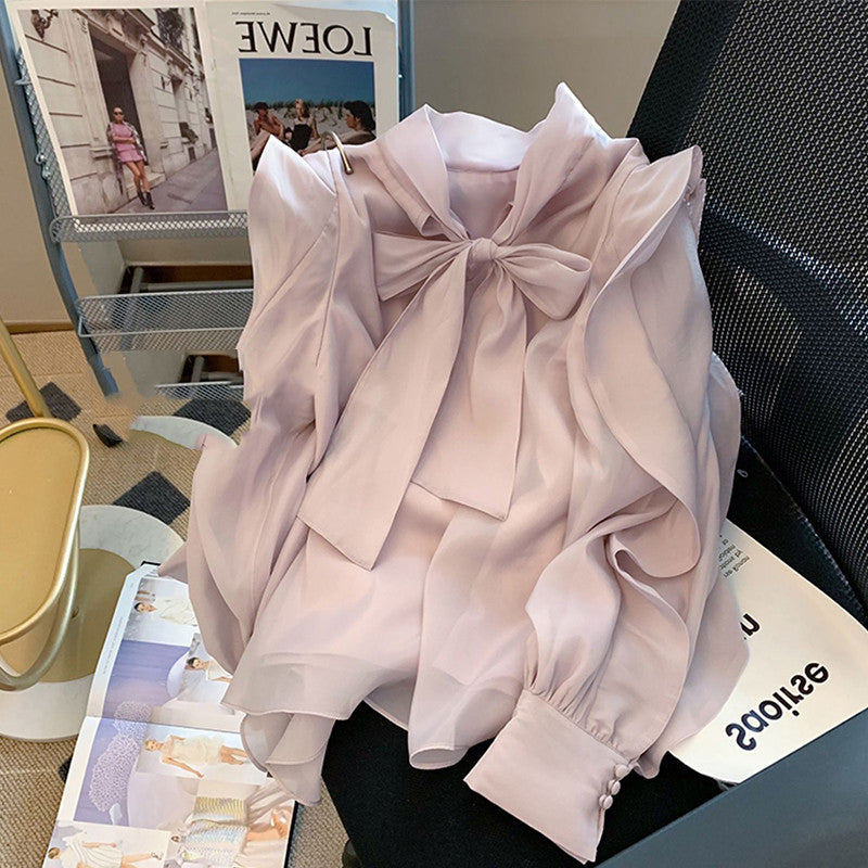 French Bow Chiffon Blouse