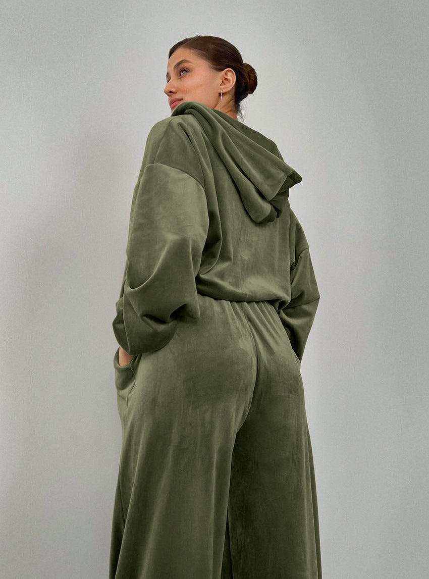 Velvet Hooded Sweater Set