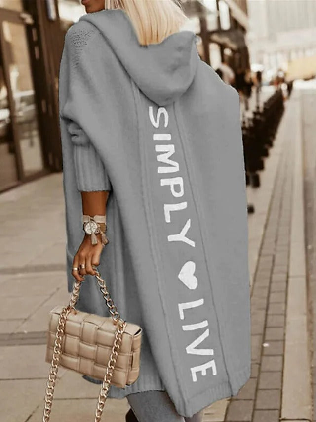 Simply Love Label Long Cardigan Hooded Coat