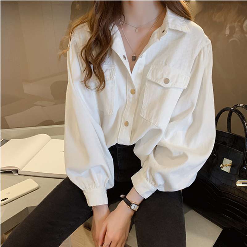 Pockets Long Sleeve Blouse