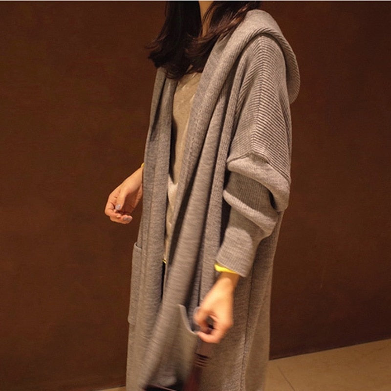 Long Sleeve Over Knee Wool Cardigan