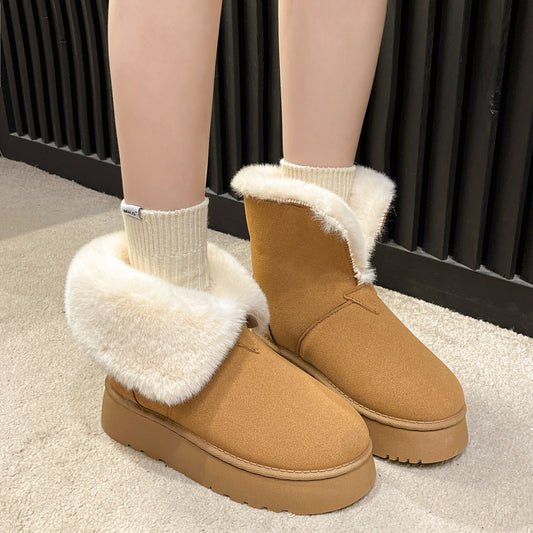 Snow Boots Foldable Fleece Cotton Plush