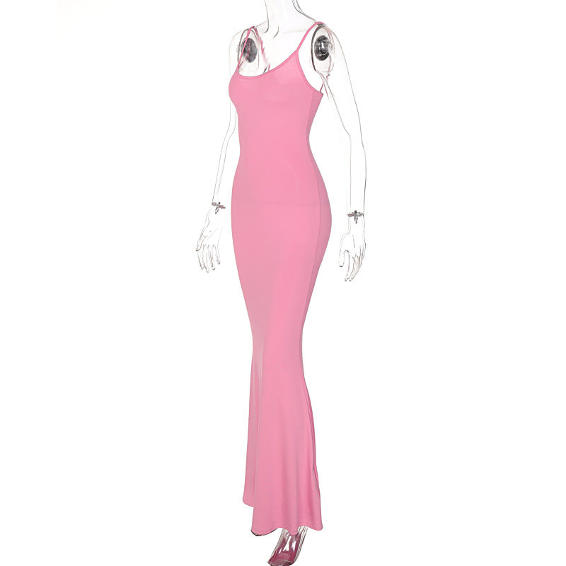 Women Spaghetti Strap Dress Extra Long Daily & Party