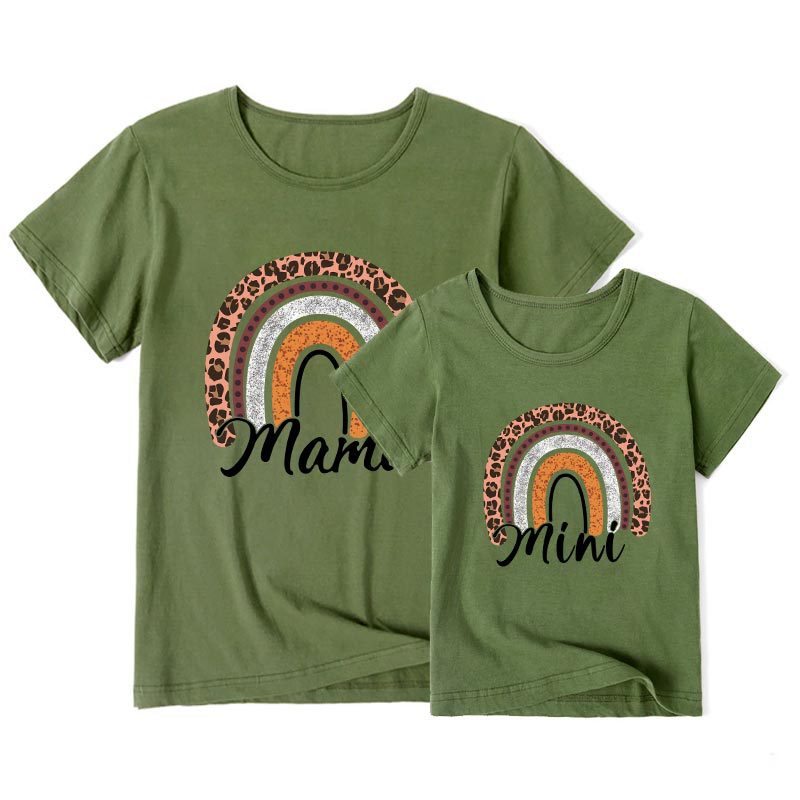 Mom And Daughter Summer Casual Trend New Rainbow Letter Print Short-sleeve