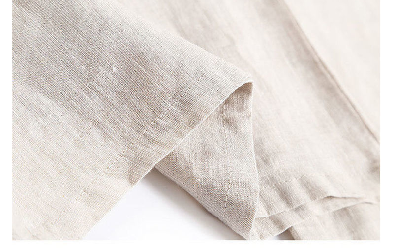 Pure Linen Korean Wide Leg Pants Women Loose Rope