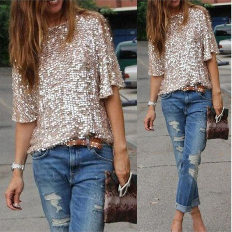 Sequin Glitter Blouses Ins