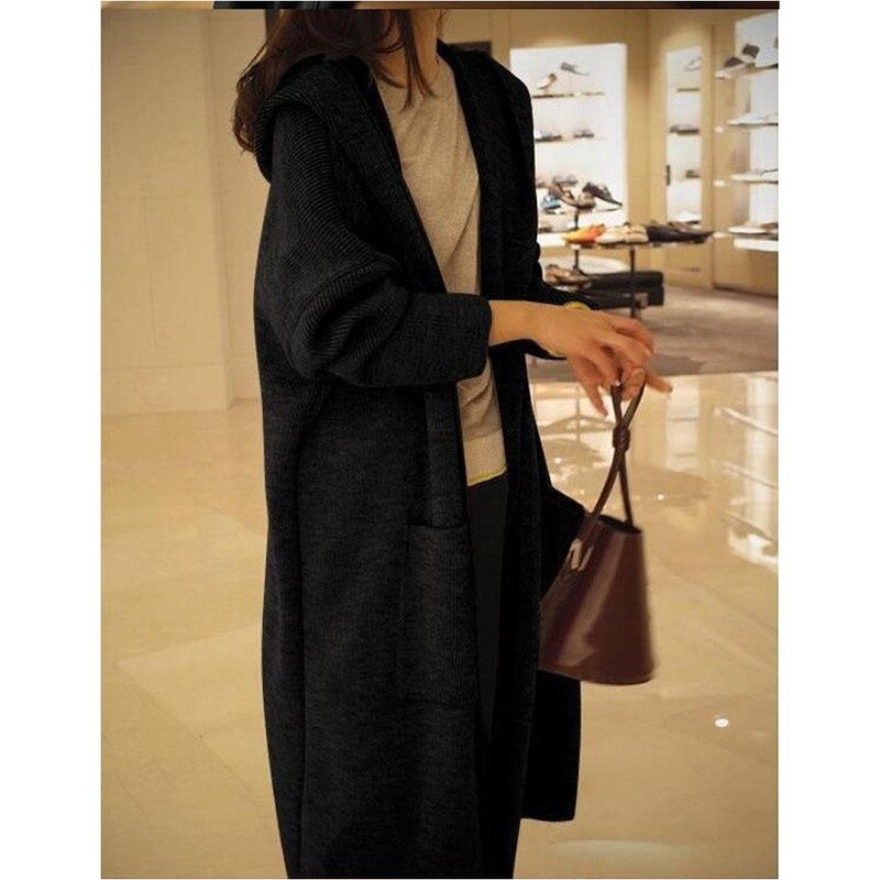 Long Sleeve Over Knee Wool Cardigan